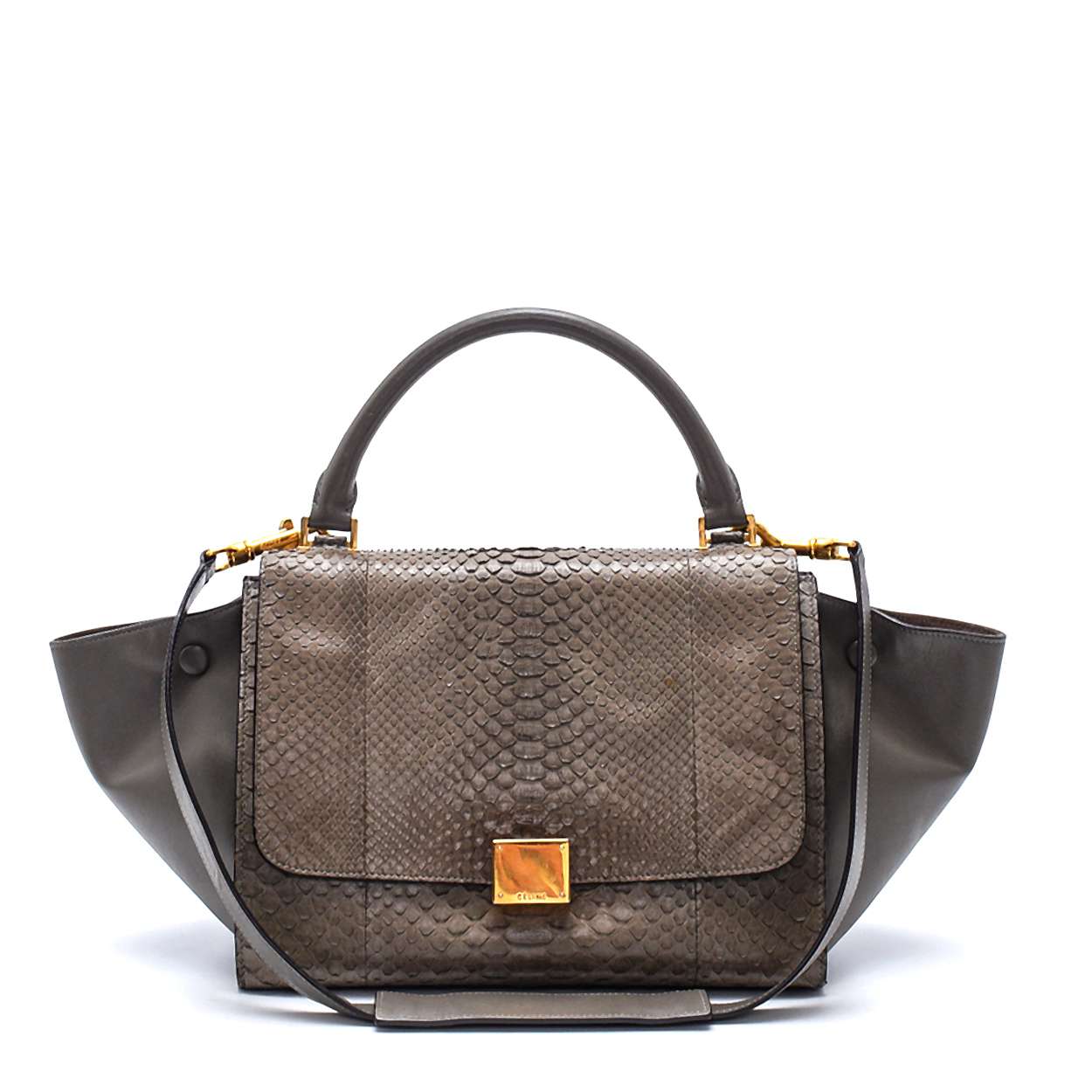 Celine - Etoupe Leather Small Trapeze Bag